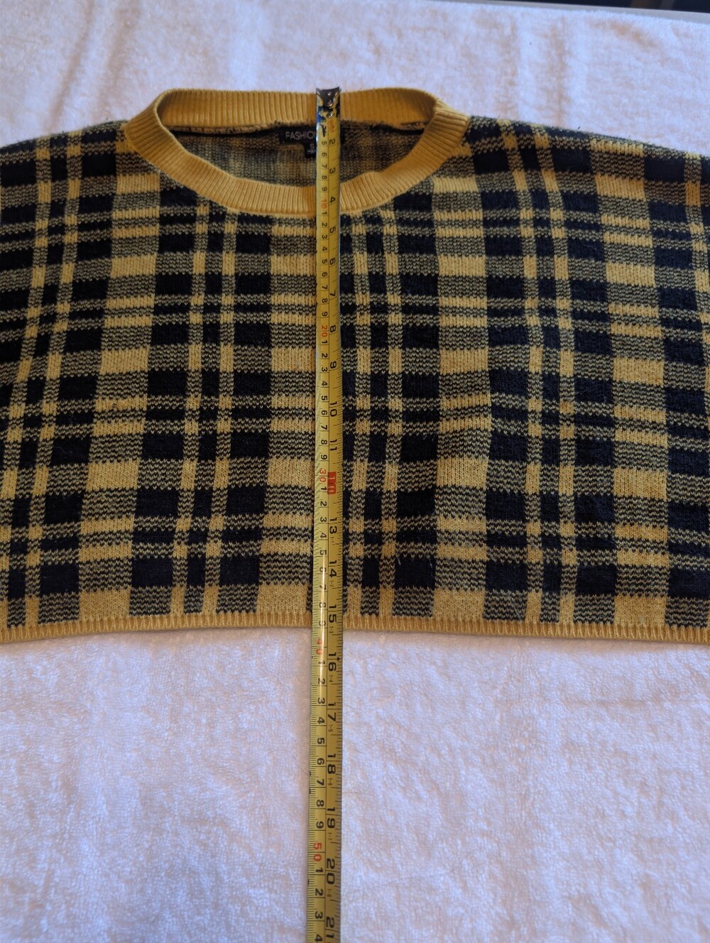 Fashion Nova Mustard Yellow & Black Plaid Knit Cropped Crew and Skirt Set - Picture 11 of 15